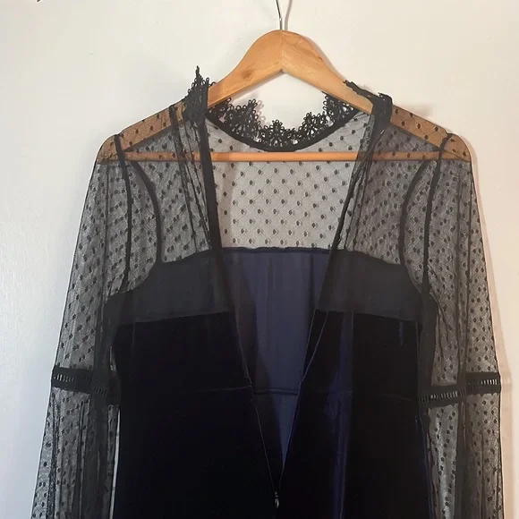 A. B. S. Collection Navy and Black Mini Dress with Velvet and Lace Details - Picture 10 of 13